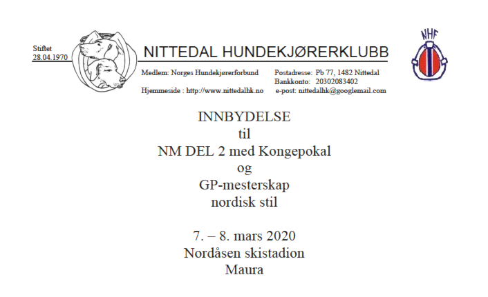 NM Del II (Kongepokal) og G/P-mesterskap - 7-8. Mars 2020